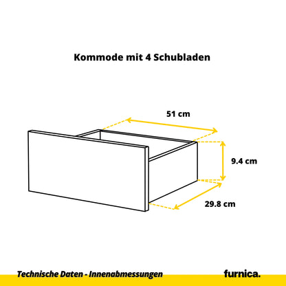 GABRIEL - Kommode / Sideboard mit 14 Schubladen (4+6+4) - Anthrazit / Weiß Matt H92/70cm B220cm T33cm – Furnica