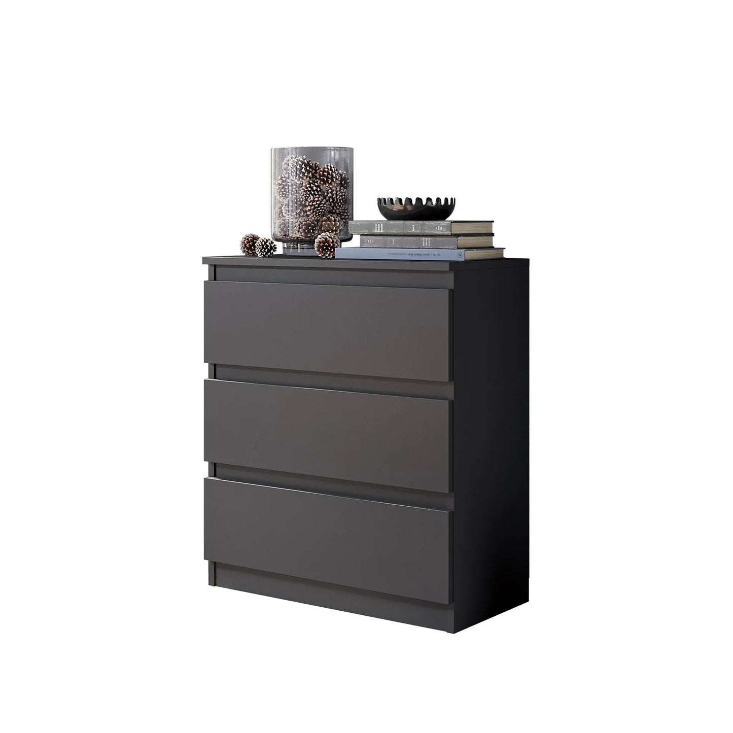 GABRIEL - Kommode / Sideboard mit 3 Schubladen - Anthrazit Grau H72cm B60cm T33cm – Furnica