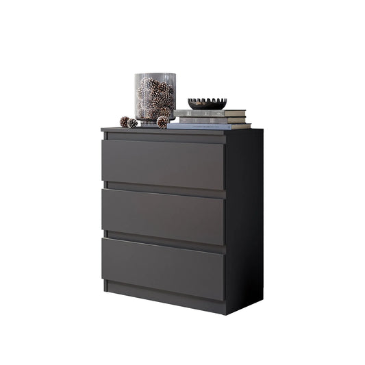 GABRIEL - Kommode / Sideboard mit 3 Schubladen - Anthrazit Grau H72cm B60cm T33cm – Furnica