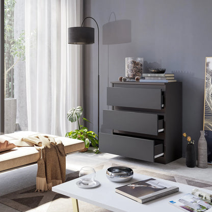 GABRIEL - Kommode / Sideboard mit 3 Schubladen - Anthrazit Grau H72cm B60cm T33cm – Furnica
