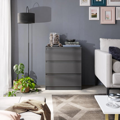 GABRIEL - Kommode / Sideboard mit 3 Schubladen - Anthrazit Grau H72cm B60cm T33cm – Furnica