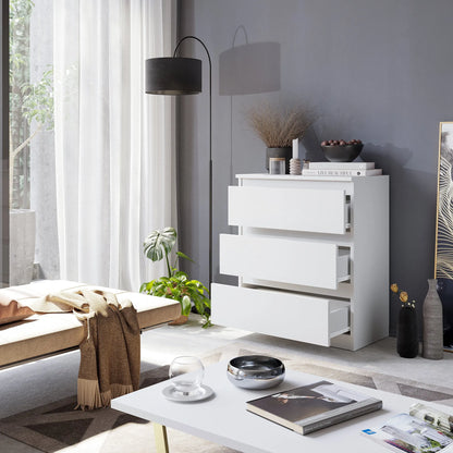 GABRIEL - Kommode / Sideboard mit 3 Schubladen - Weiß Matt H72cm B60cm T33cm – Furnica
