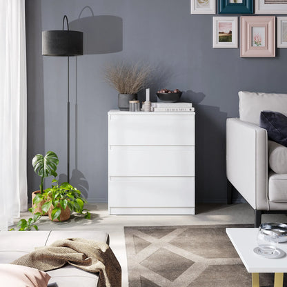GABRIEL - Kommode / Sideboard mit 3 Schubladen - Weiß Matt H72cm B60cm T33cm – Furnica