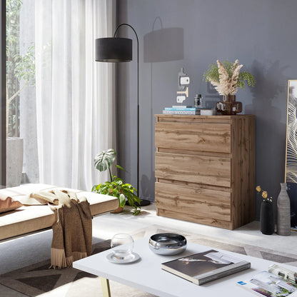 GABRIEL - Kommode / Sideboard mit 3 Schubladen - Wotan Eiche H72cm B60cm T33cm – Furnica