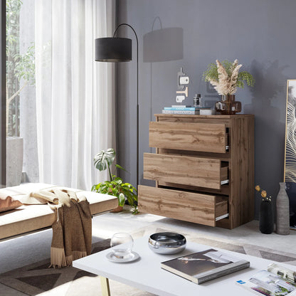 GABRIEL - Kommode / Sideboard mit 3 Schubladen - Wotan Eiche H72cm B60cm T33cm – Furnica