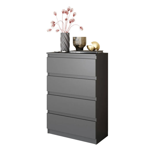 GABRIEL - Kommode / Sideboard mit 4 Schubladen - Anthrazit Grau H92cm B60cm T33cm – Furnica