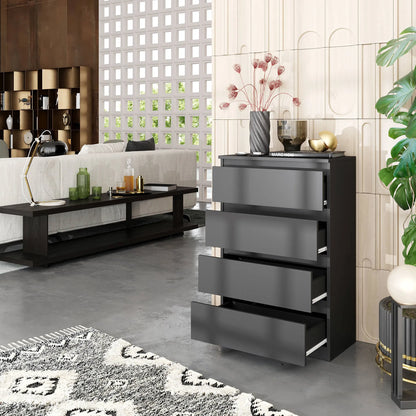 GABRIEL - Kommode / Sideboard mit 4 Schubladen - Anthrazit Grau H92cm B60cm T33cm – Furnica