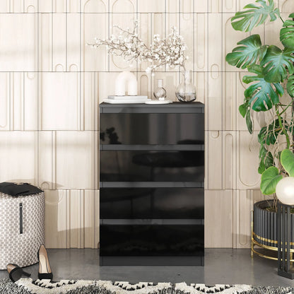GABRIEL - Kommode / Sideboard mit 4 Schubladen - Anthrazit / Schwarz Gloss H92cm B60cm T33cm – Furnica