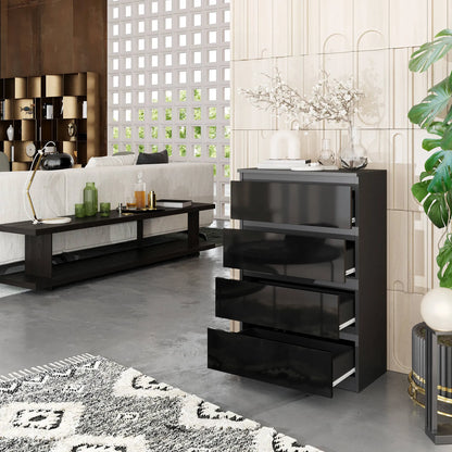 GABRIEL - Kommode / Sideboard mit 4 Schubladen - Anthrazit / Schwarz Gloss H92cm B60cm T33cm – Furnica