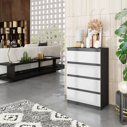 GABRIEL - Kommode / Sideboard mit 4 Schubladen - Anthrazit / Weiß Matt H92cm B60cm T33cm – Furnica