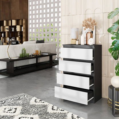 GABRIEL - Kommode / Sideboard mit 4 Schubladen - Anthrazit / Weiß Matt H92cm B60cm T33cm – Furnica
