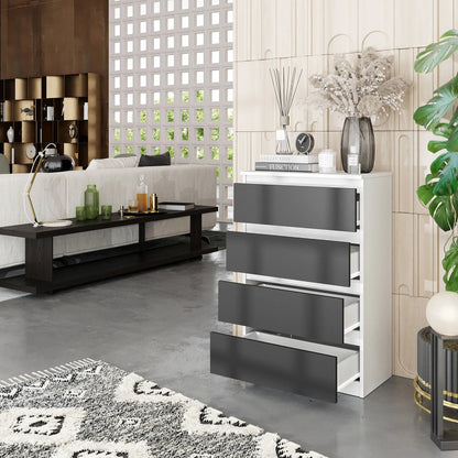 GABRIEL - Kommode / Sideboard mit 4 Schubladen - Weiß Matt / Anthrazit H92cm B60cm T33cm – Furnica