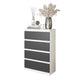 GABRIEL - Kommode / Sideboard mit 4 Schubladen - Weiß Matt / Anthrazit H92cm B60cm T33cm – Furnica