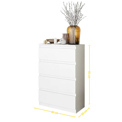 GABRIEL - Kommode / Sideboard mit 4 Schubladen - Weiß Matt H92cm B60cm T33cm – Furnica