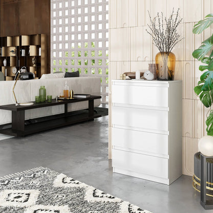 GABRIEL - Kommode / Sideboard mit 4 Schubladen - Weiß Matt H92cm B60cm T33cm – Furnica