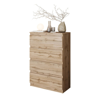 GABRIEL - Kommode / Sideboard mit 4 Schubladen - Wotan Eiche H92cm B60cm T33cm – Furnica
