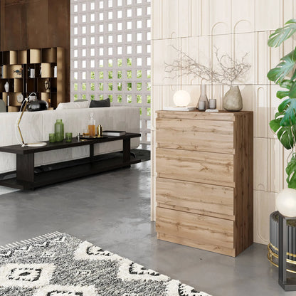 GABRIEL - Kommode / Sideboard mit 4 Schubladen - Wotan Eiche H92cm B60cm T33cm – Furnica