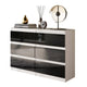 GABRIEL - Kommode / Sideboard mit 6 Schubladen - Weiß Matt / Schwarz Gloss H71cm B100cm T33cm – Furnica