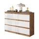 GABRIEL - Kommode / Sideboard mit 6 Schubladen - Wotan Eiche / Weiß Gloss H71cm B100cm TD33cm – Furnica