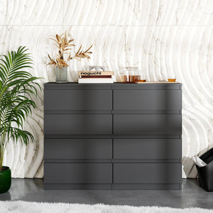 GABRIEL - Kommode / Sideboard mit 8 Schubladen - Anthrazit H92cm B120cm T33cm – Furnica