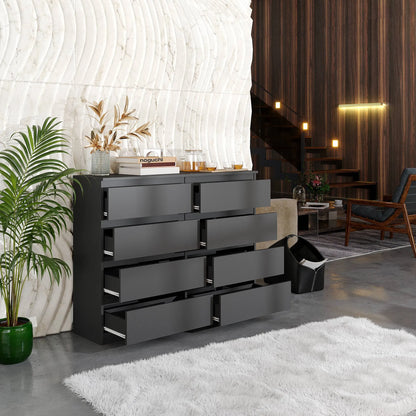GABRIEL - Kommode / Sideboard mit 8 Schubladen - Anthrazit H92cm B120cm T33cm – Furnica