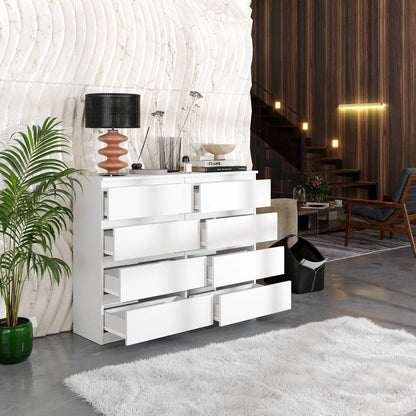 GABRIEL - Kommode / Sideboard mit 8 Schubladen - Weiß Matt H92cm B120cm T33cm – Furnica