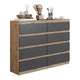 GABRIEL - Kommode / Sideboard mit 8 Schubladen - Wotan Eiche / Anthrazit H92cm B120cm T33cm – Furnica