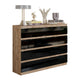 GABRIEL - Kommode / Sideboard mit 8 Schubladen - Wotan Eiche / Schwarz Gloss H92cm B120cm T33cm – Furnica