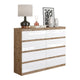 GABRIEL - Kommode / Sideboard mit 8 Schubladen - Wotan Eiche / Weiß Gloss H92cm B120cm T33cm – Furnica