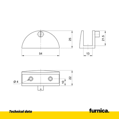 Glasregalhalter halbrund III - Chrom – Furnica