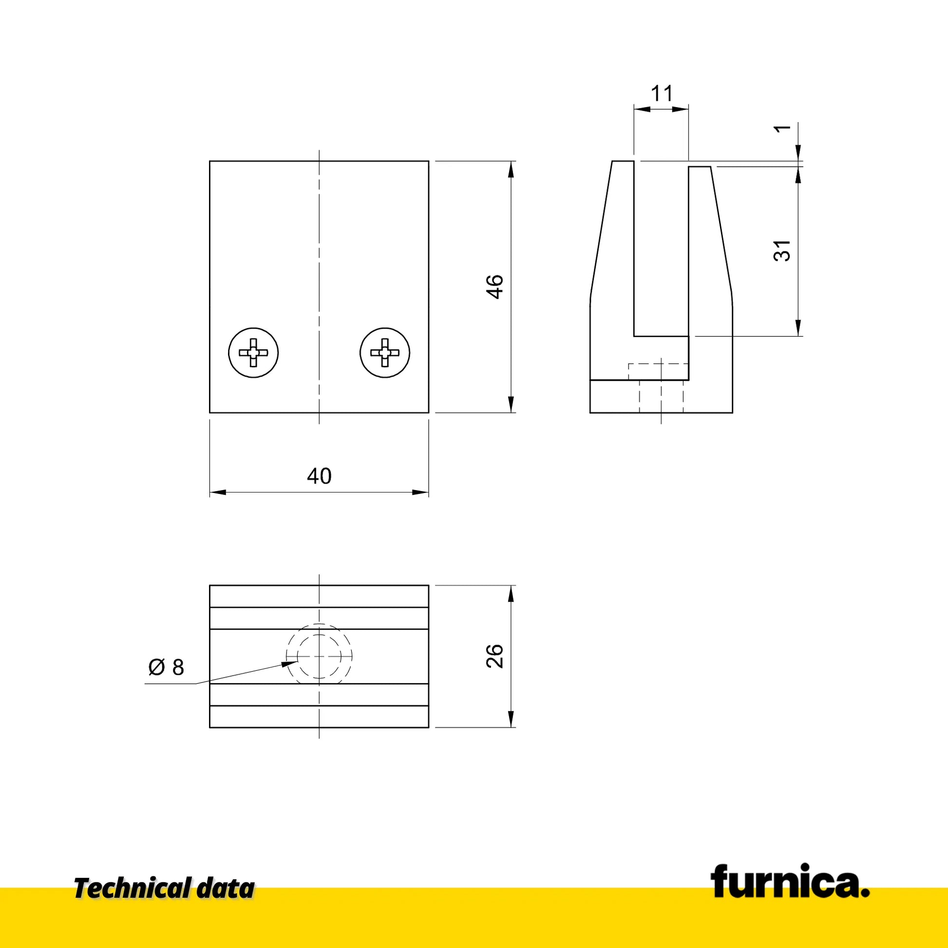 Glasregalhalter quadratisch - Chrom – Furnica