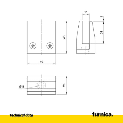 Glasregalhalter quadratisch - Chrom – Furnica