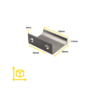 Griffleiste Kantengriff 32mm (52mm Gesamtlänge) - Gebürsteter Edelstahl – Furnica