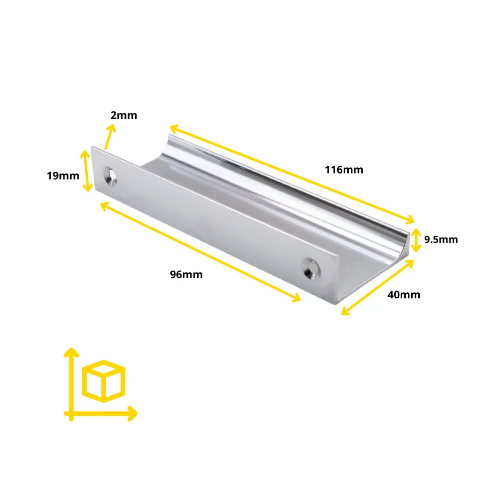 Griffleiste Kantengriff 96mm (116mm Gesamtlänge) - Chrom – Furnica