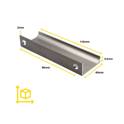 Griffleiste Kantengriff 96mm (116mm Gesamtlänge) - Gebürsteter Edelstahl – Furnica