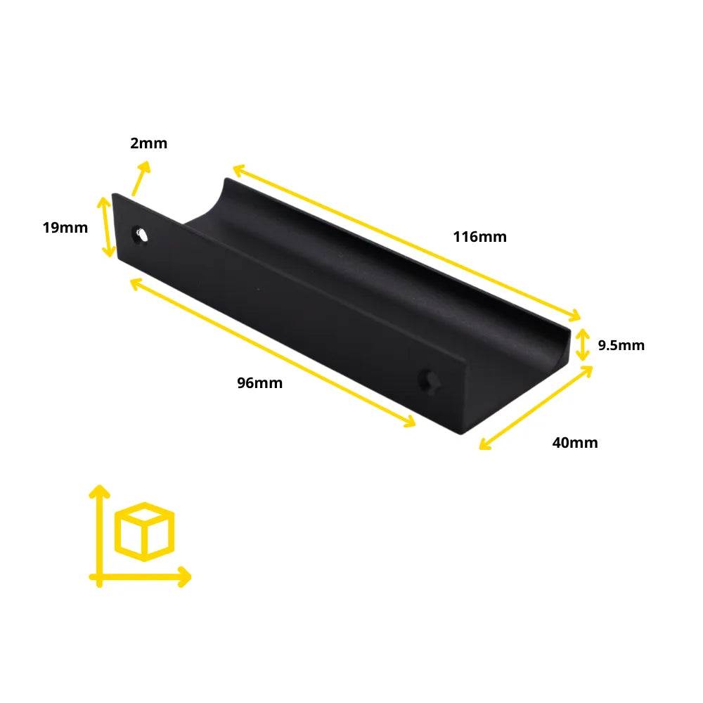 Griffleiste Kantengriff 96mm (116mm Gesamtlänge) - Schwarz – Furnica