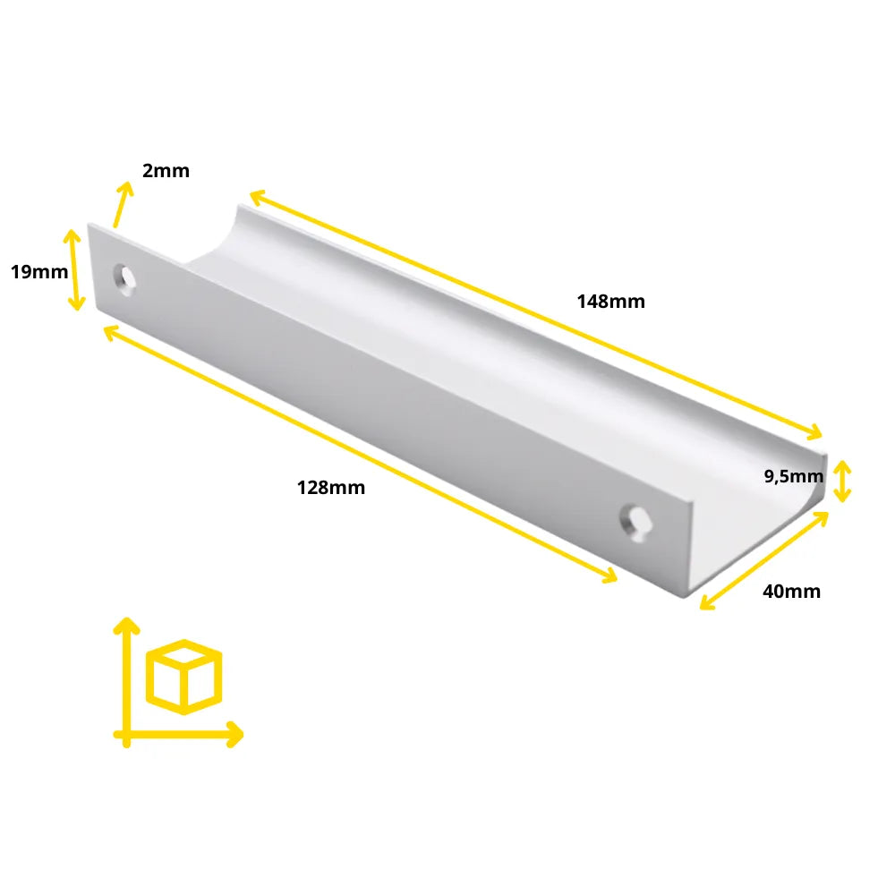 Griffleiste Kantengriff, Aluminium, BA 32/96/128mm – Furnica