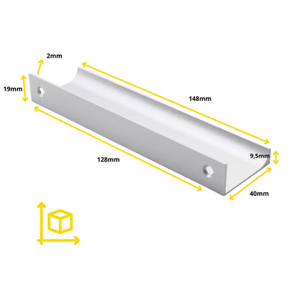 Griffleiste Kantengriff, Aluminium, BA 32/96/128mm – Furnica