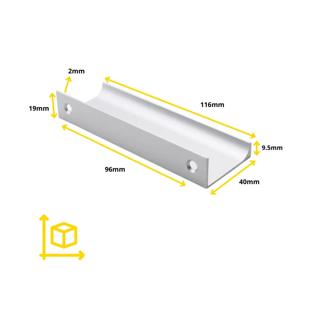 Griffleiste Kantengriff, Aluminium, BA 32/96/128mm – Furnica