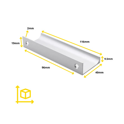 Griffleiste Kantengriff, Aluminium, BA 32/96/128mm – Furnica