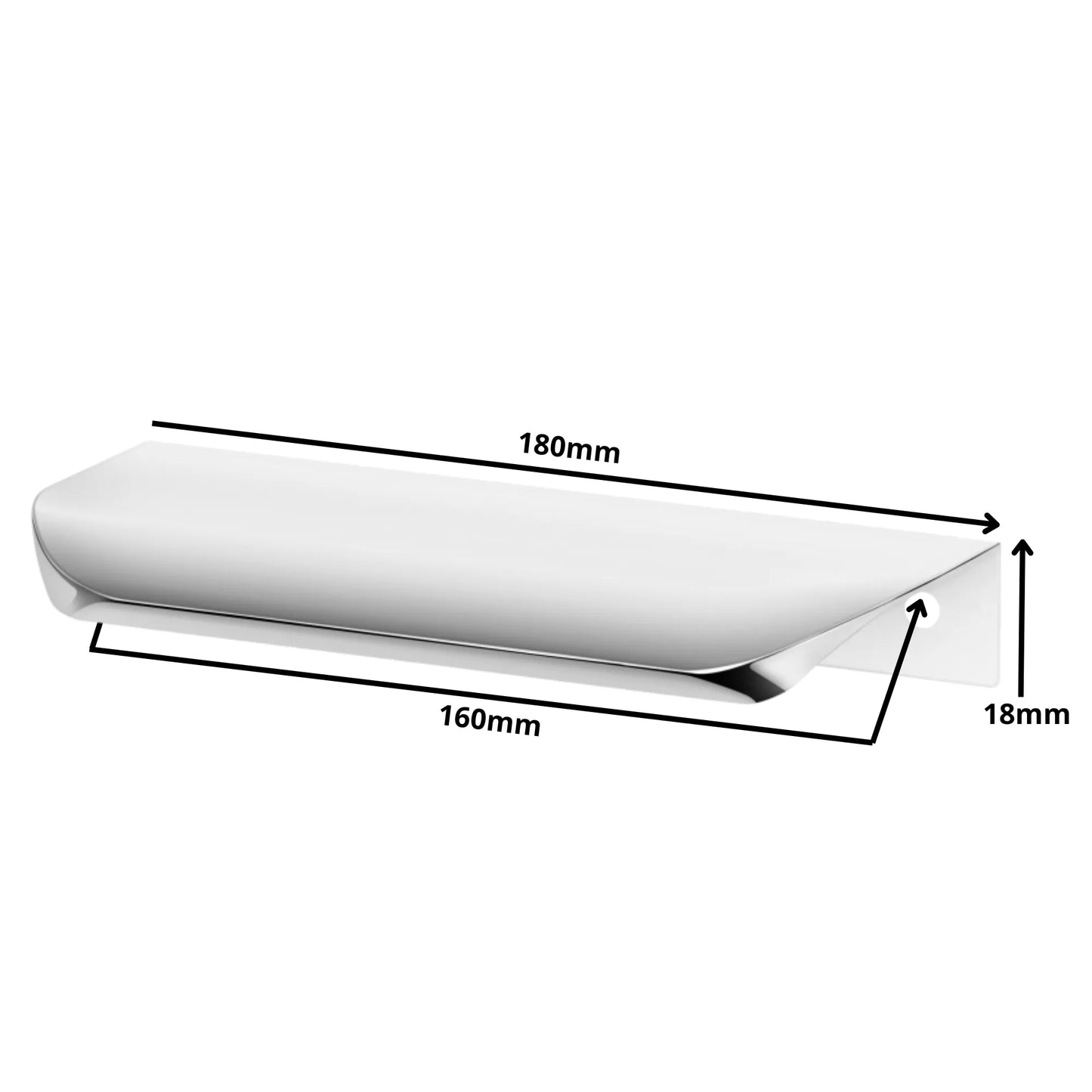 Griffleiste Kantengriff Rund 160mm (180mm Gesamtlänge) - Elektropoler – Furnica
