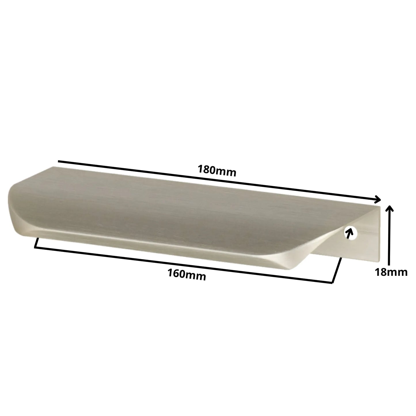 Griffleiste Kantengriff Rund 160mm (180mm Gesamtlänge) - Gebürsteter Edelstahl – Furnica