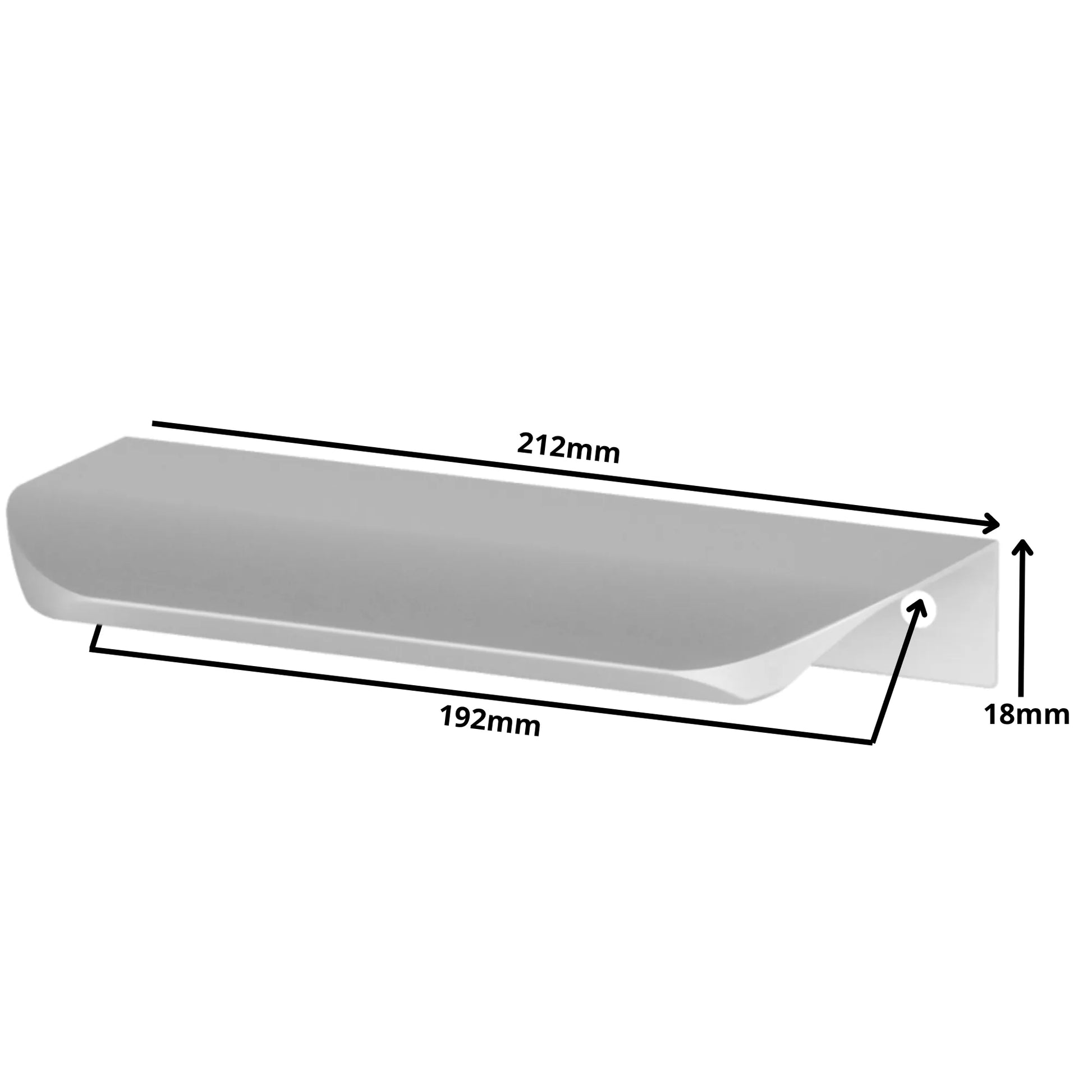 Griffleiste Kantengriff Rund 192mm (212mm Gesamtlänge) - Aluminium – Furnica