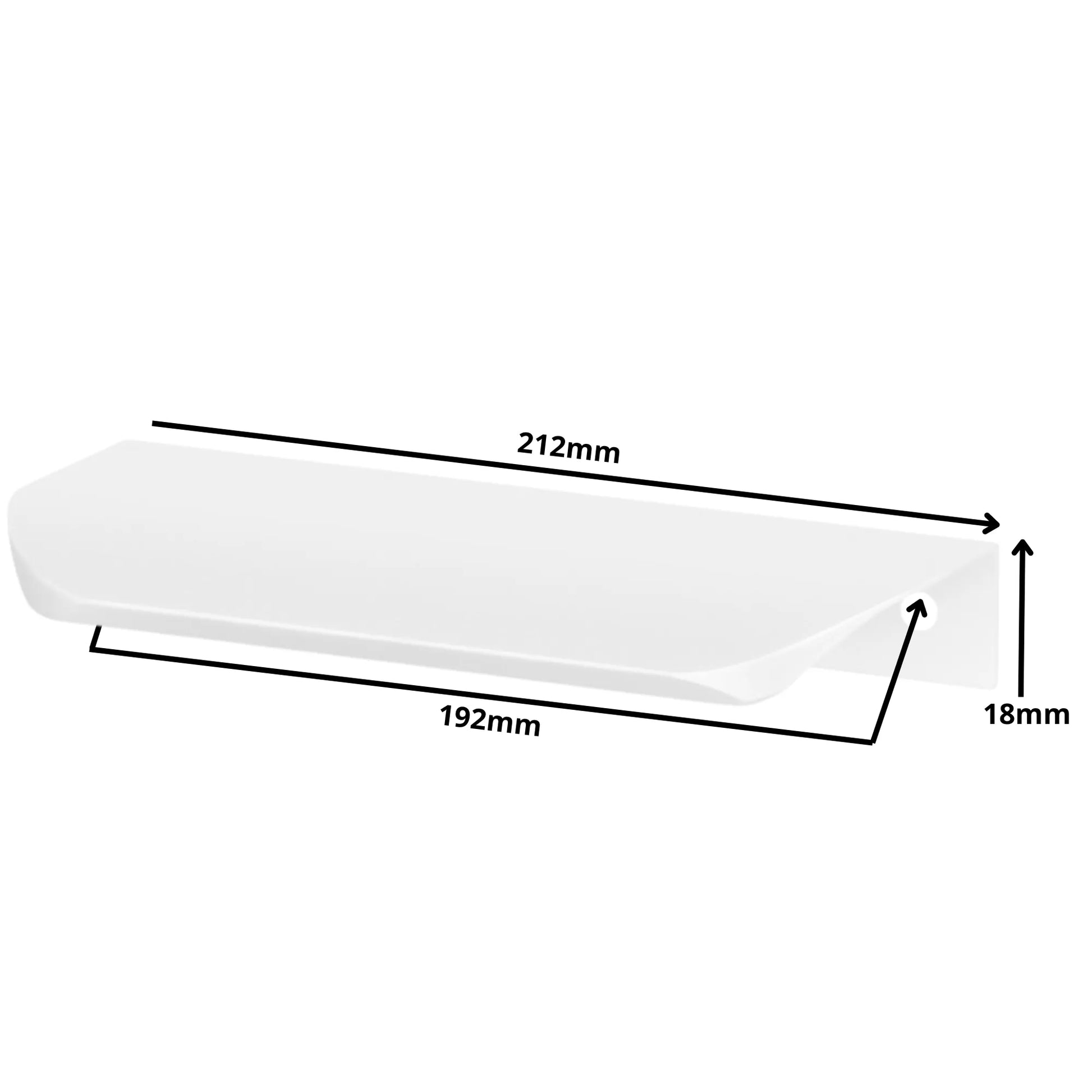 Griffleiste Kantengriff Rund 192mm (212mm Gesamtlänge) - Weiß – Furnica