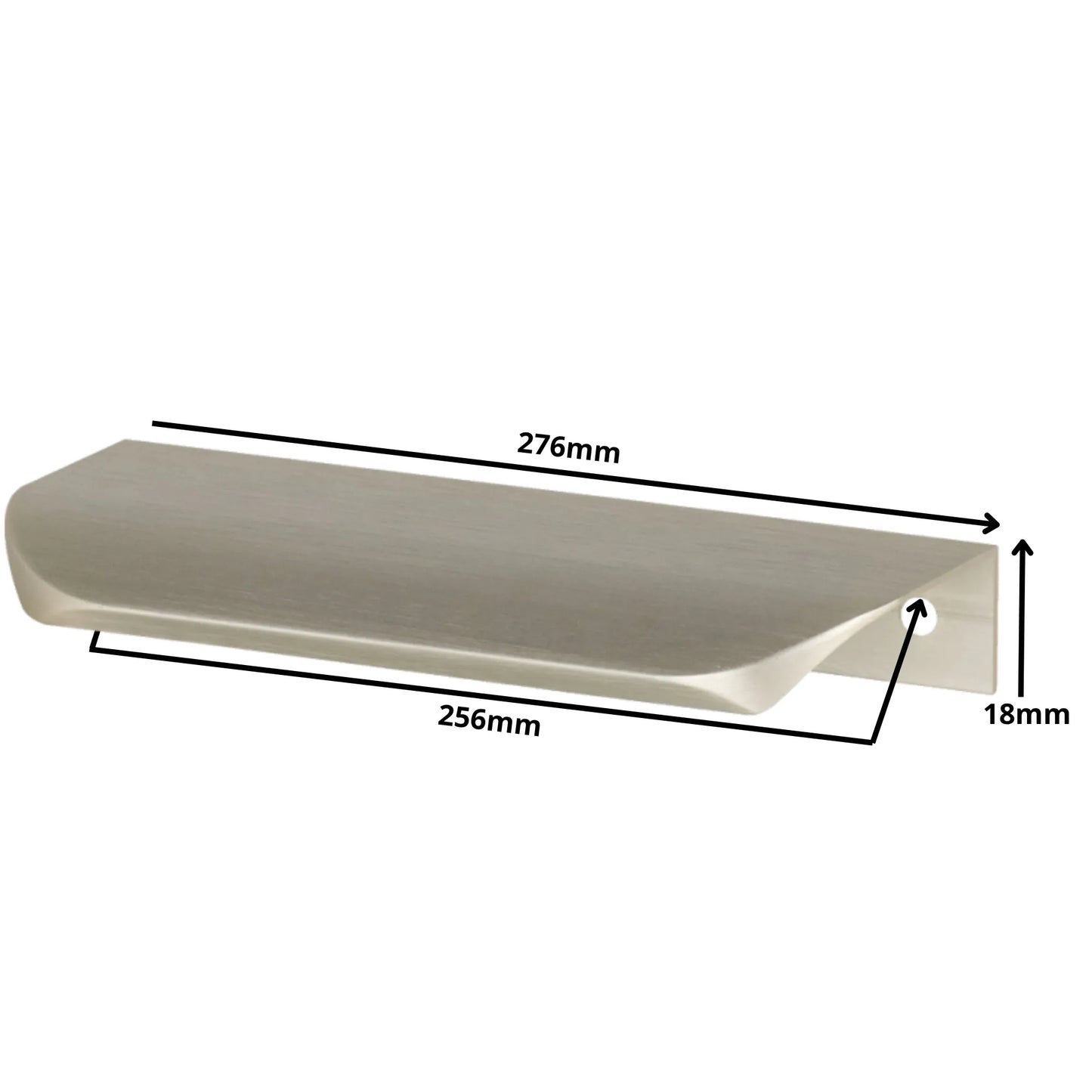 Griffleiste Kantengriff Rund 256mm (276mm Gesamtlänge) - Gebürsteter Edelstahl – Furnica