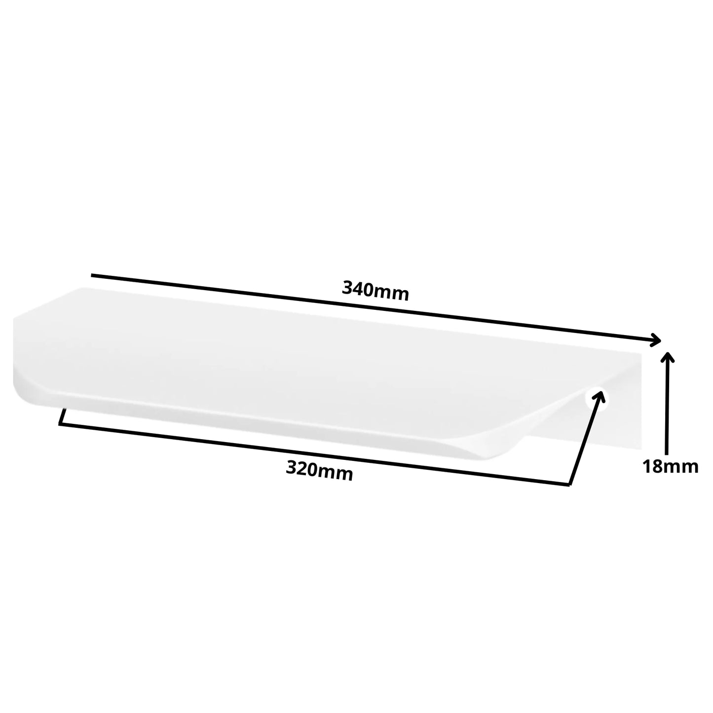 Griffleiste Kantengriff Rund 320mm (340mm Gesamtlänge) - Weiß – Furnica