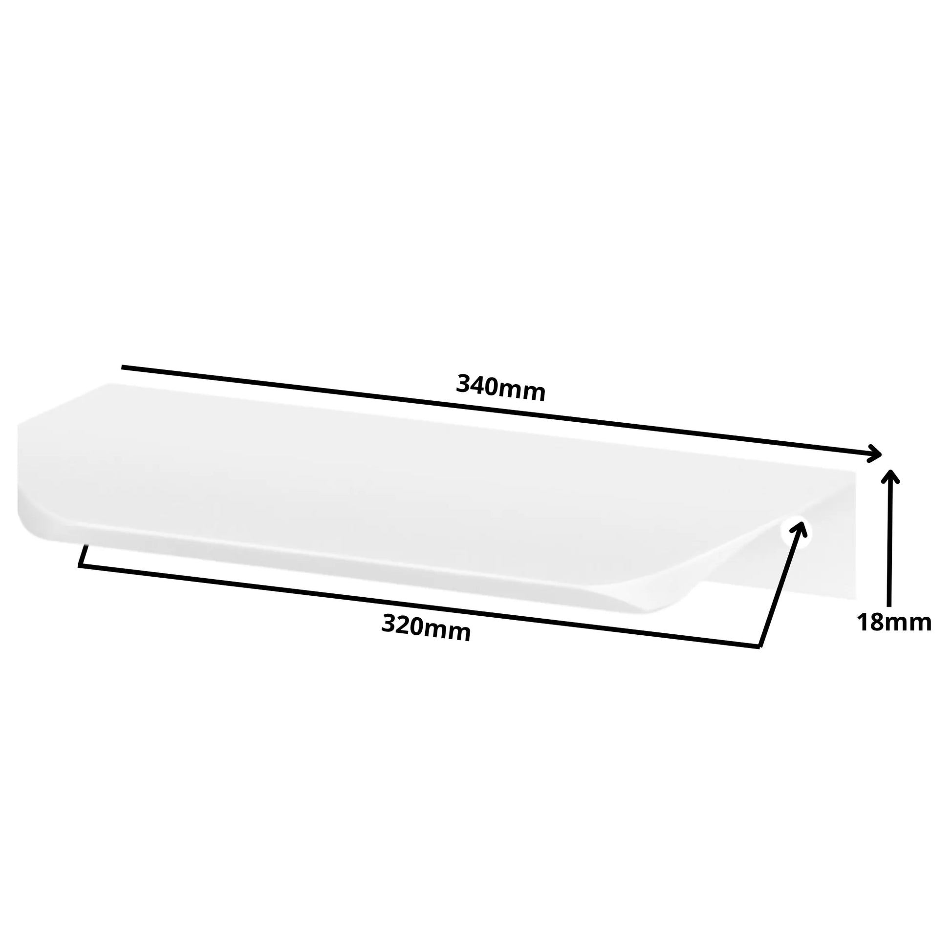 Griffleiste Kantengriff Rund 320mm (340mm Gesamtlänge) - Weiß – Furnica