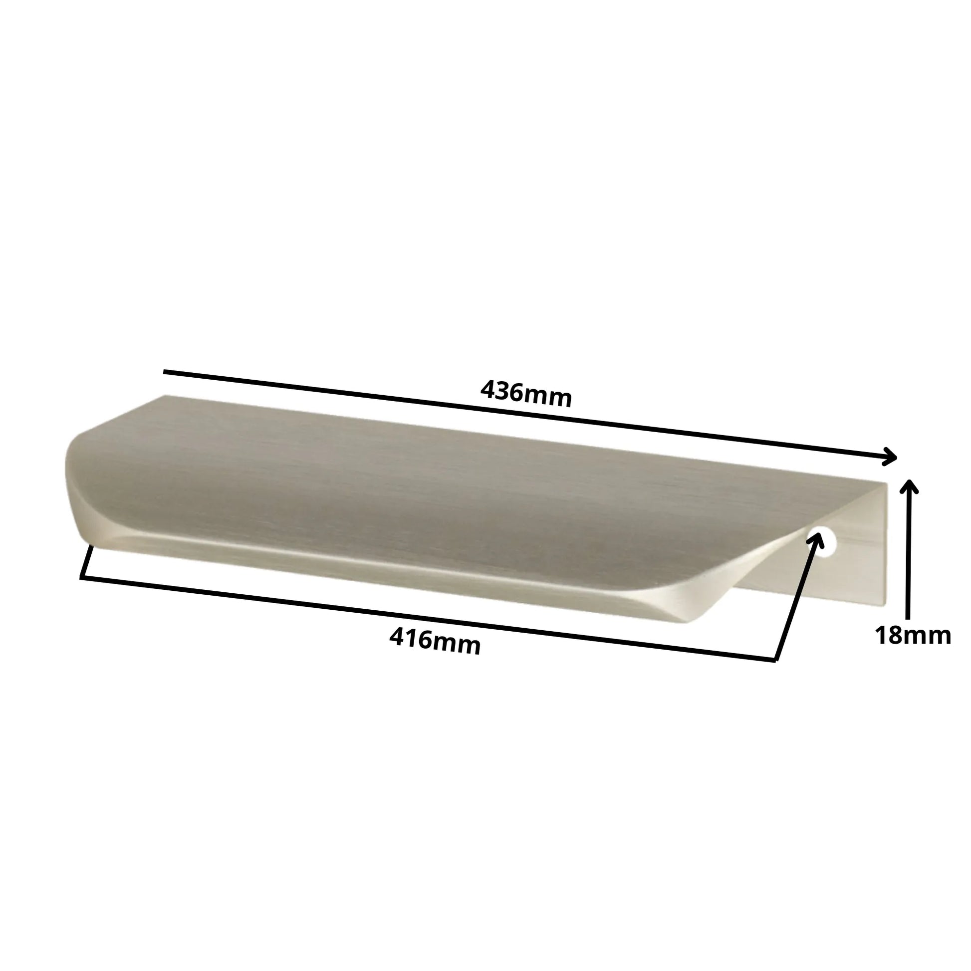 Griffleiste Kantengriff Rund 416mm (436mm Gesamtlänge) - Gebürsteter Stahl – Furnica