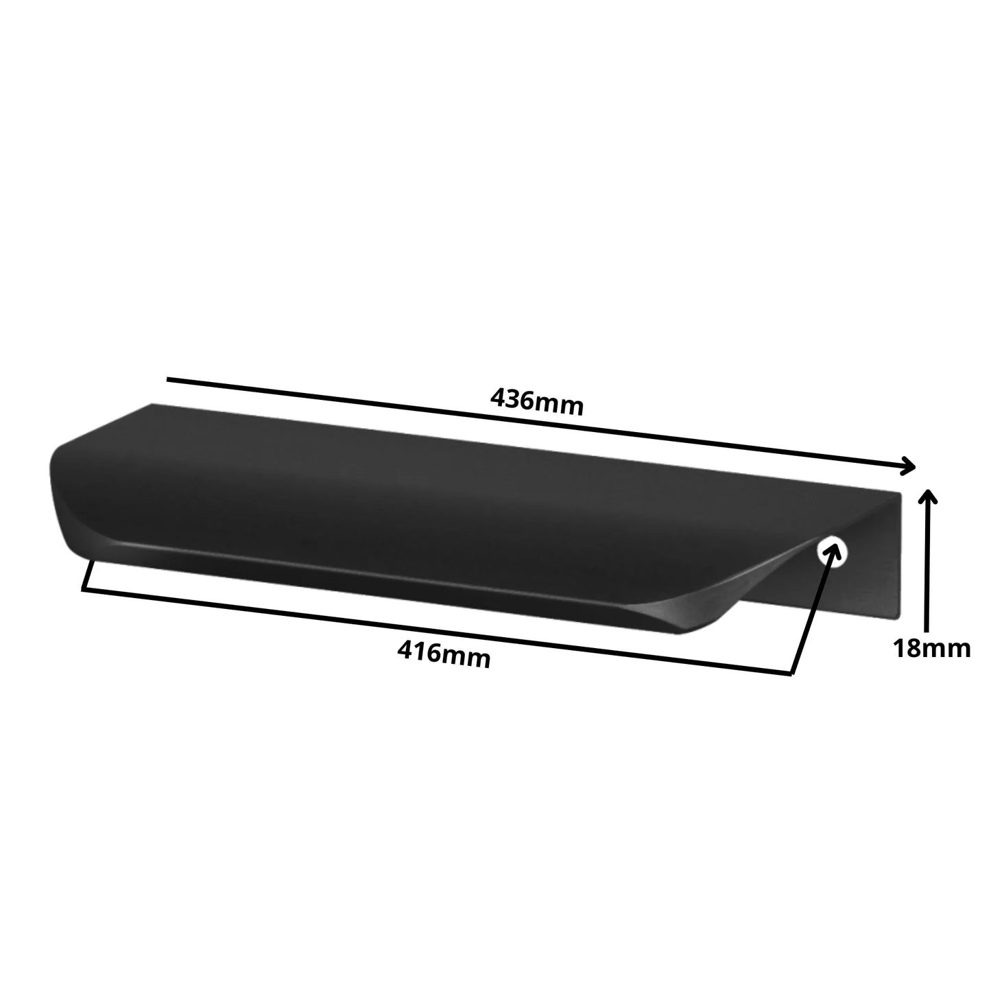 Griffleiste Kantengriff Rund 416mm (436mm Gesamtlänge) - Schwarz Matt – Furnica