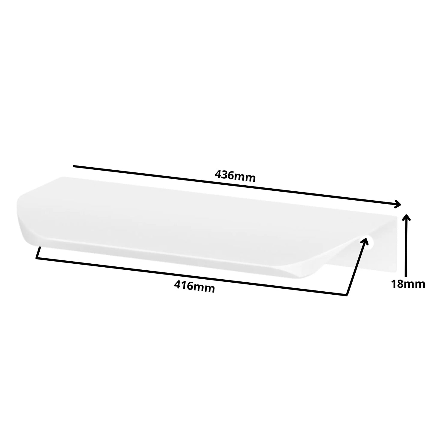Griffleiste Kantengriff Rund 416mm (436mm Gesamtlänge) - Weiß – Furnica
